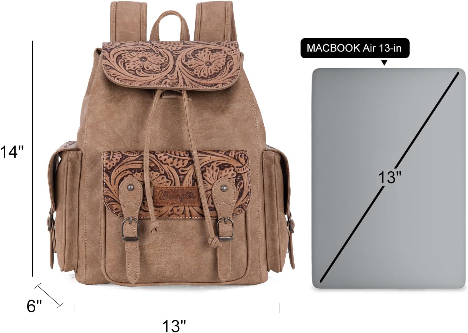 Montana West Wrangler Backpack Purse for Women Men Western Backpack Floral Tooled Travel Bags - Image 5