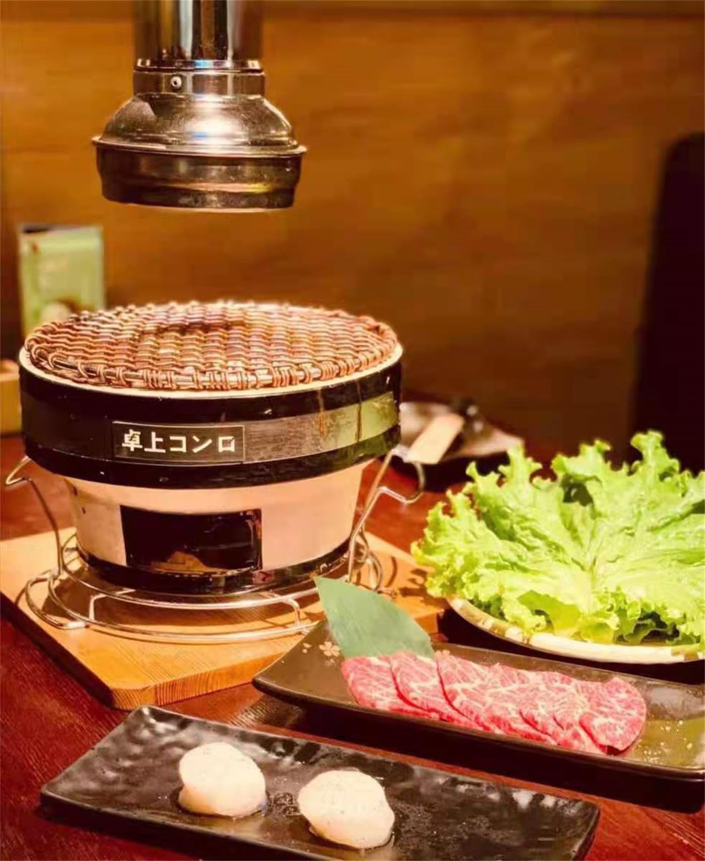 Amazon.co.jp: Amecke 炭火焼きコンロ 室内 焼き網つき 珪藻土丸型七輪