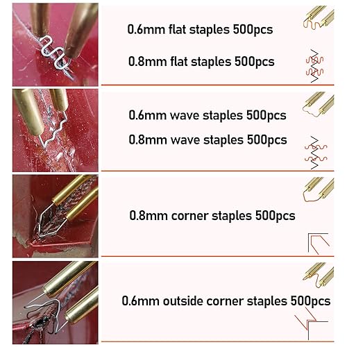 Miniatura 2 de 3000 grapas de soldadura de plástico con caja de almacenamiento, 6 formas diferentes grapas calientes para reparar todos los parachoques del