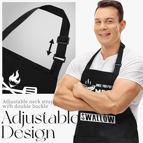 Miniatura 9 de NLUS Divertido delantal de cocina para hombres y mujeres, regalo del día del padre, barbacoa, cocina, parrilla, delantal de chef con 3 bolsillos,