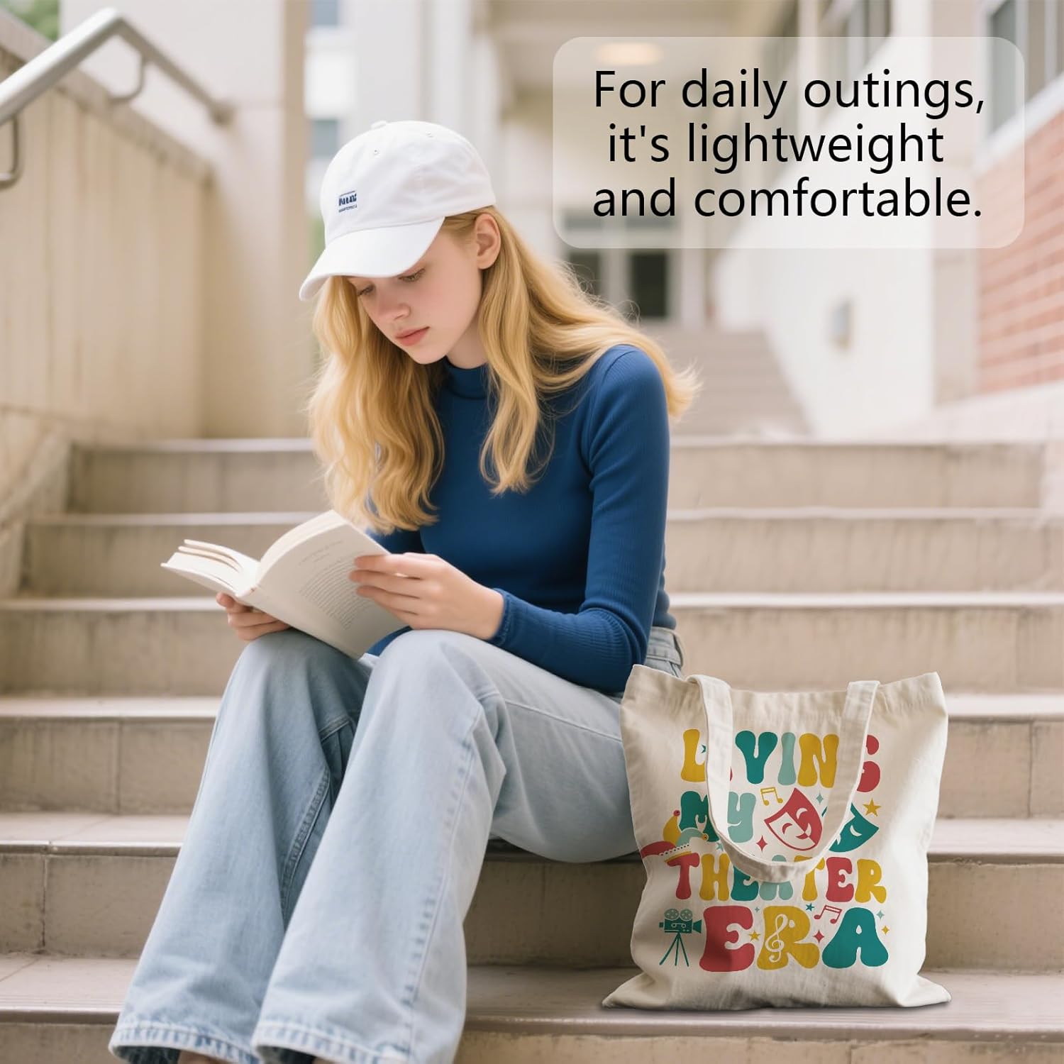 Aesthetic Canvas Tote Bag for Women - with Magnetic Snap Closure & Zipper Inner Pocket Reusable Bag for Shopping - Image 6