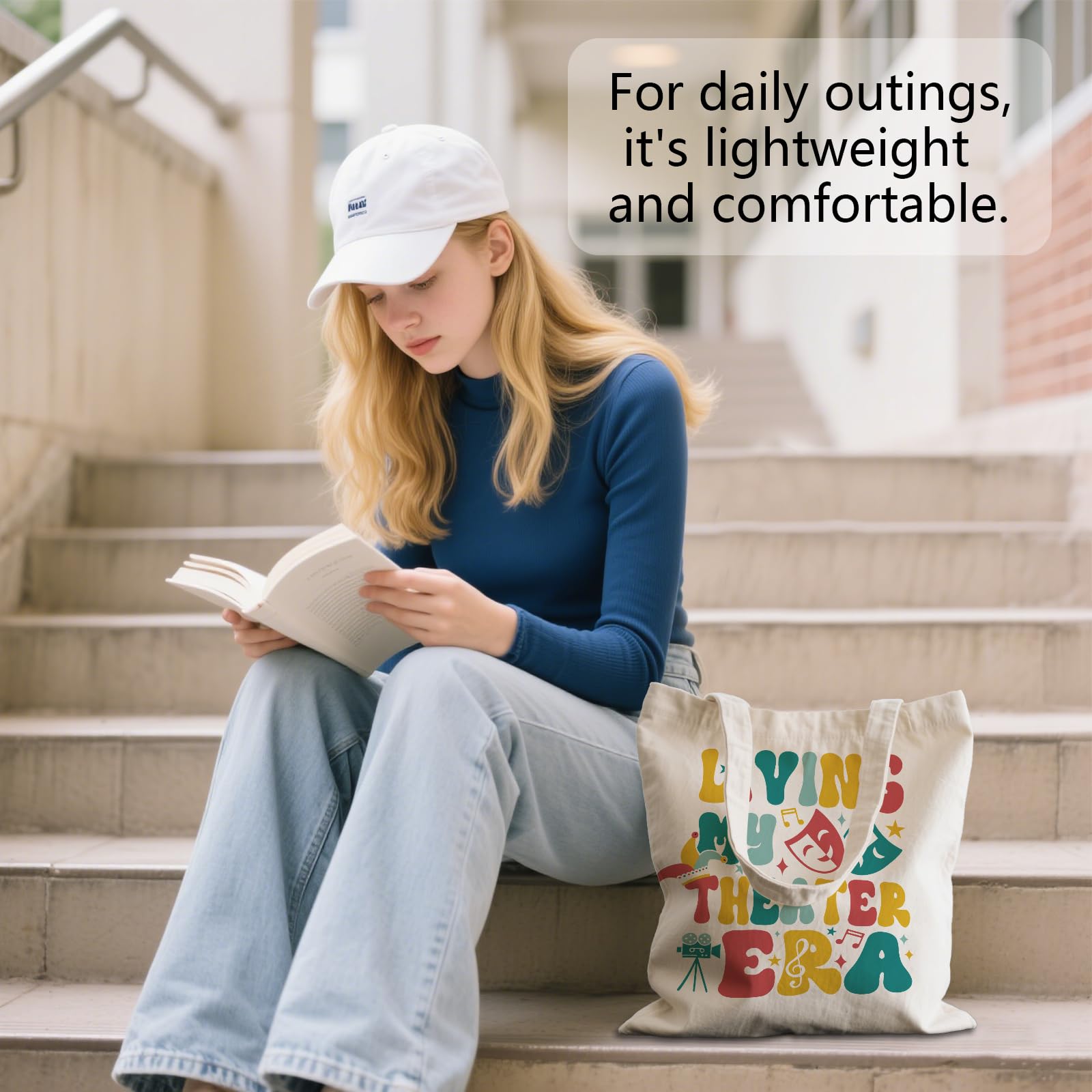 Aesthetic Canvas Tote Bag for Women - with Magnetic Snap Closure & Zipper Inner Pocket Reusable Bag for Shopping