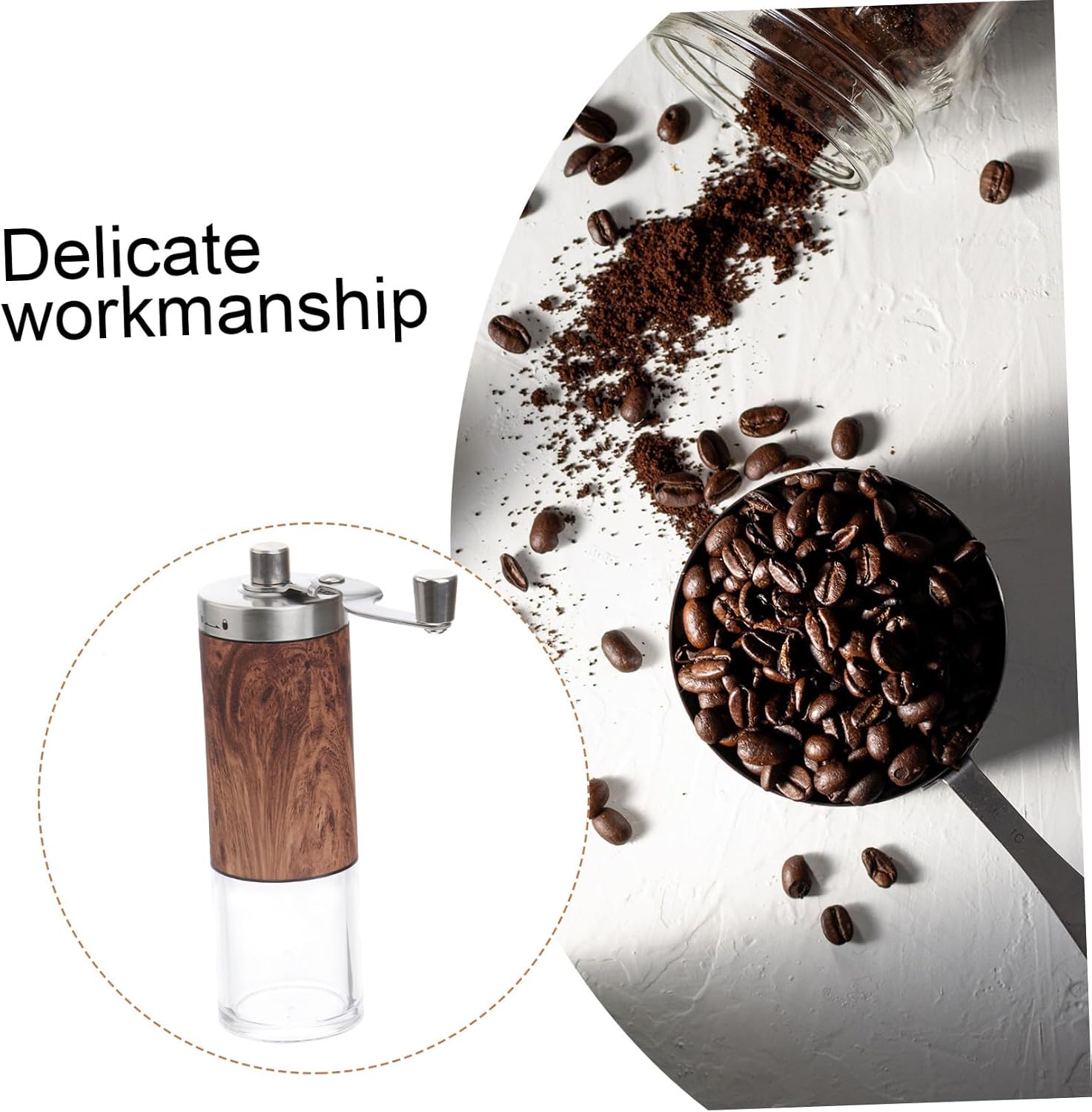 Ciieeo Portable Manual Coffee Grinder with Ceramic Burr Grinding Cone Wear Resistant Mill for Home and Travel Hand Crank Machine for Fresh Coffee Beans