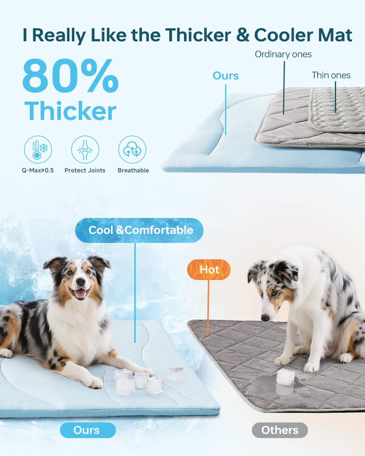BABTGREAT Tapis rafraîchissant pour chien – Tapis rafraîchissant réversible pour chiens de taille XL, lavable et non toxique – Tapis rafraîchissant d'été 2.0 pour cage, niche, canapé, sol, extérieur