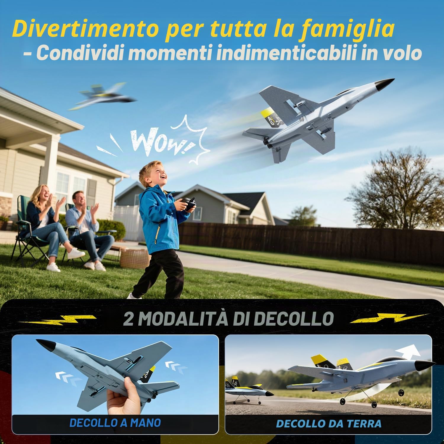 DEERC Aereo RC senza spazzole a 4 canali, giroscopio avanzato, volo aereo a 360°, avviso di batteria bassa, aereo radiocomandato con 2 batterie, facile da pilotare per adulti e bambini