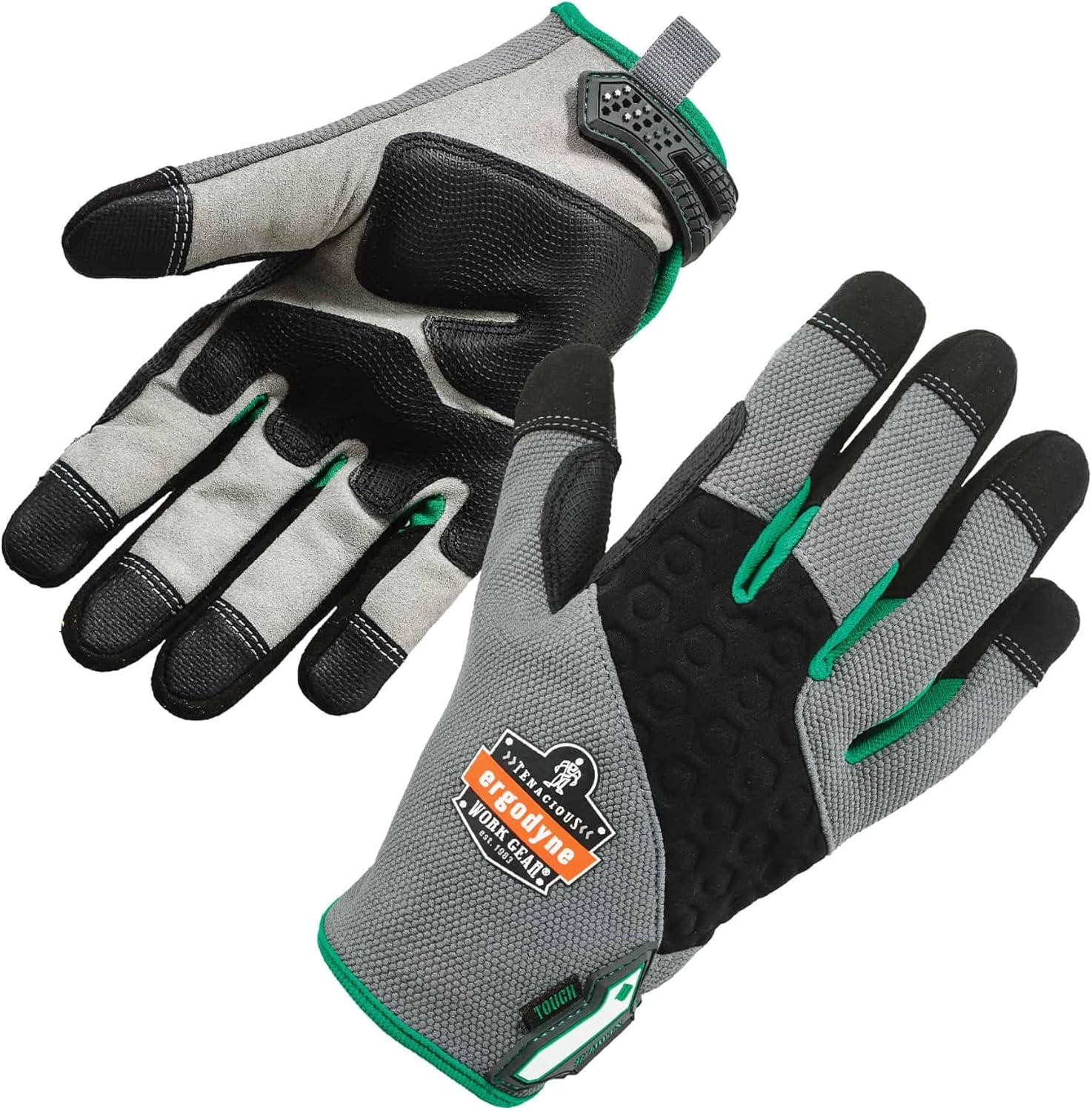 ProFlex 710TX Heavy Duty Work Gloves, Touch Screen, Reinforced Fingertips and Palm, Gray, Small