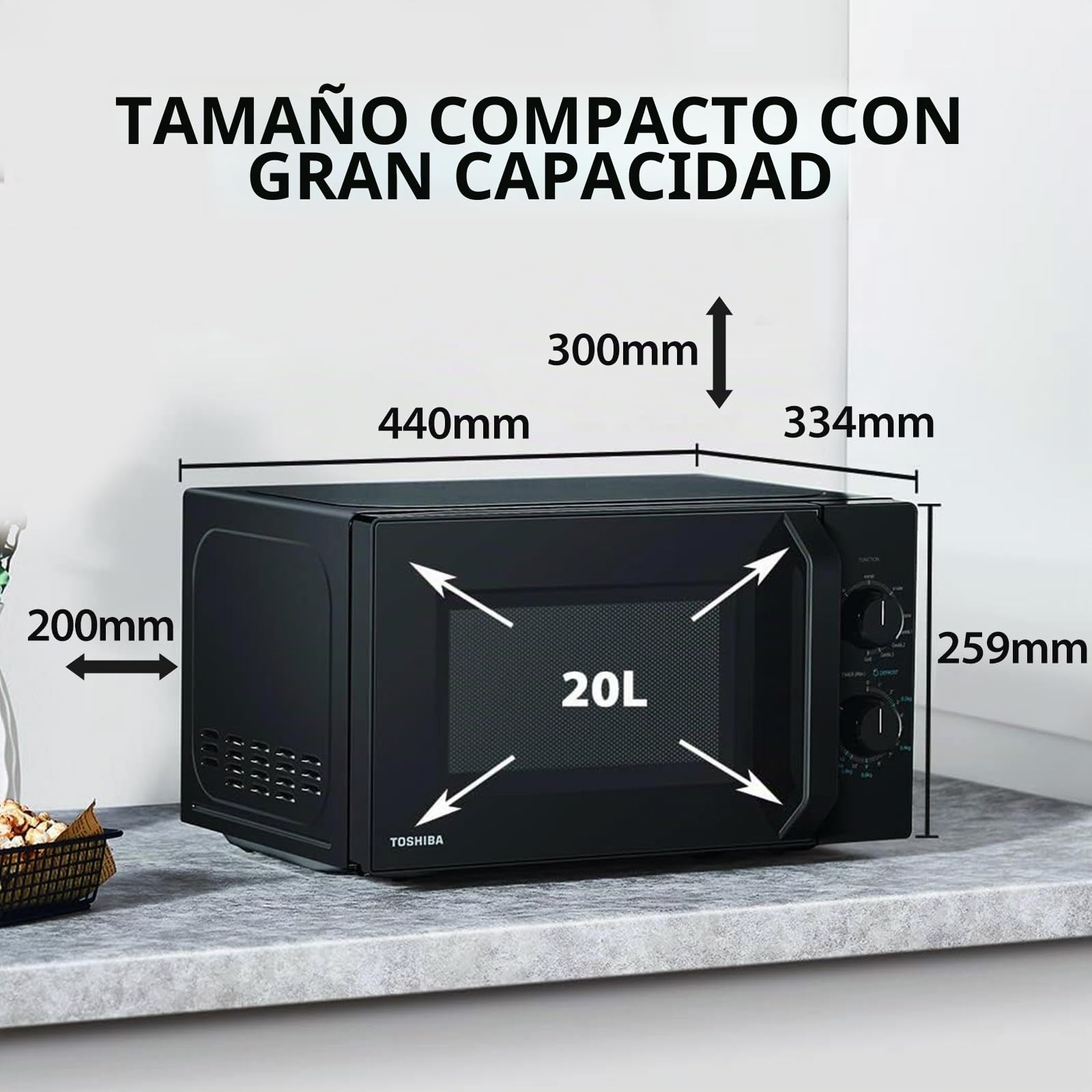 Micro-ondes grill pose libre - TOSHIBA - MW2-MG20P(BK) - Noir - 20L - 800W - Grill 1000W