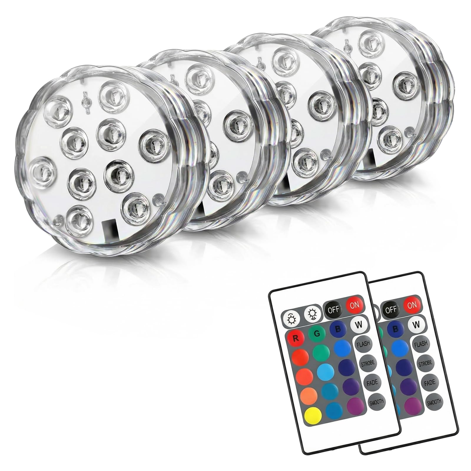 POLENTAT Submersible LED Lights with Remote, 16 Colors 4 Modes Battery Powered Waterproof LED Pool Lights for Pool Pond Bath Tub Hot Tub Decoration (4-Pack)