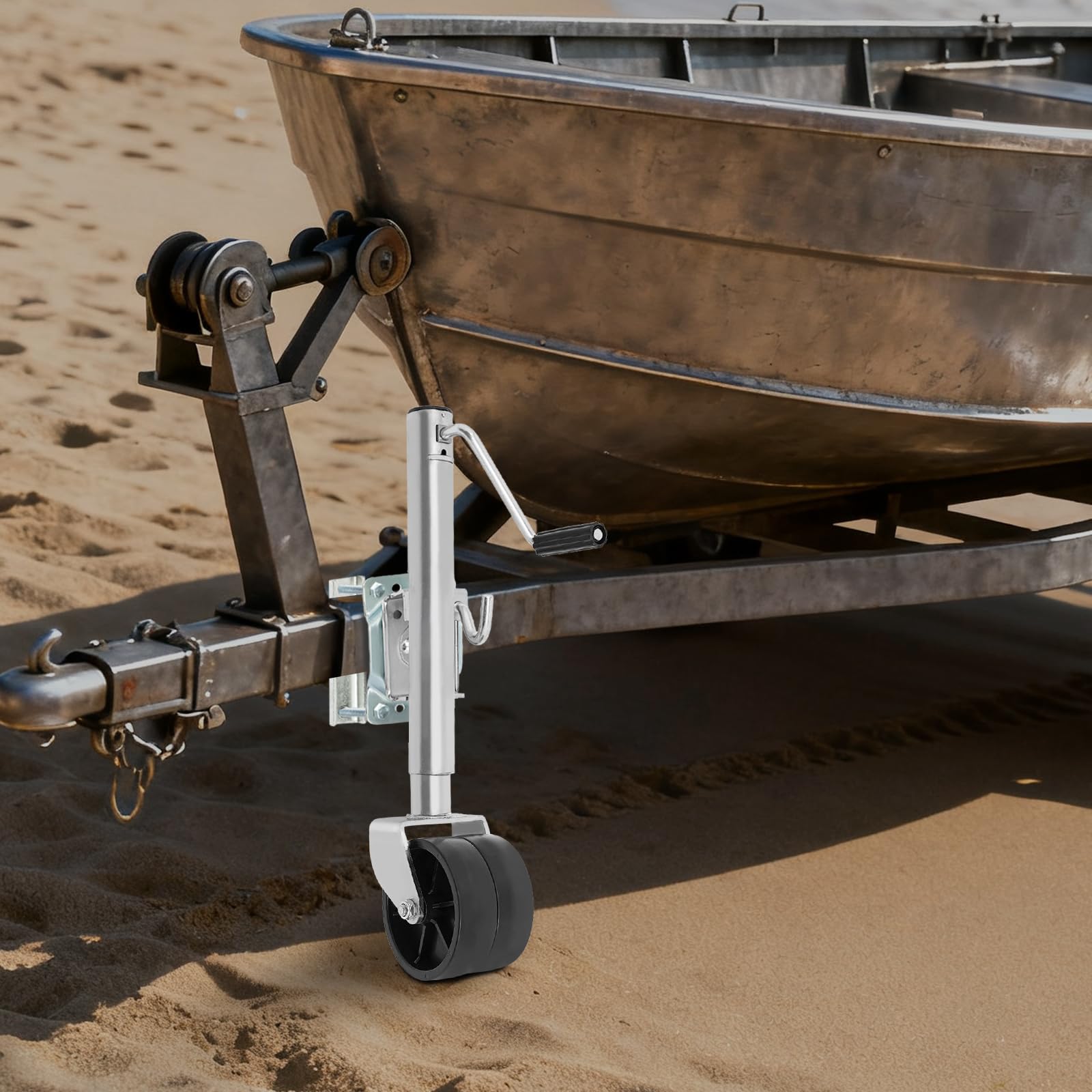 Stützrad Anhänger 680KG, 6 Zoll Doppelrad-Anhängerheber, Ø 57mm Stützrad für Anhänger, Stützrads Halterung mit Räder, Stützräder für Hänger, Wohnwagen & Pferdeanhänger