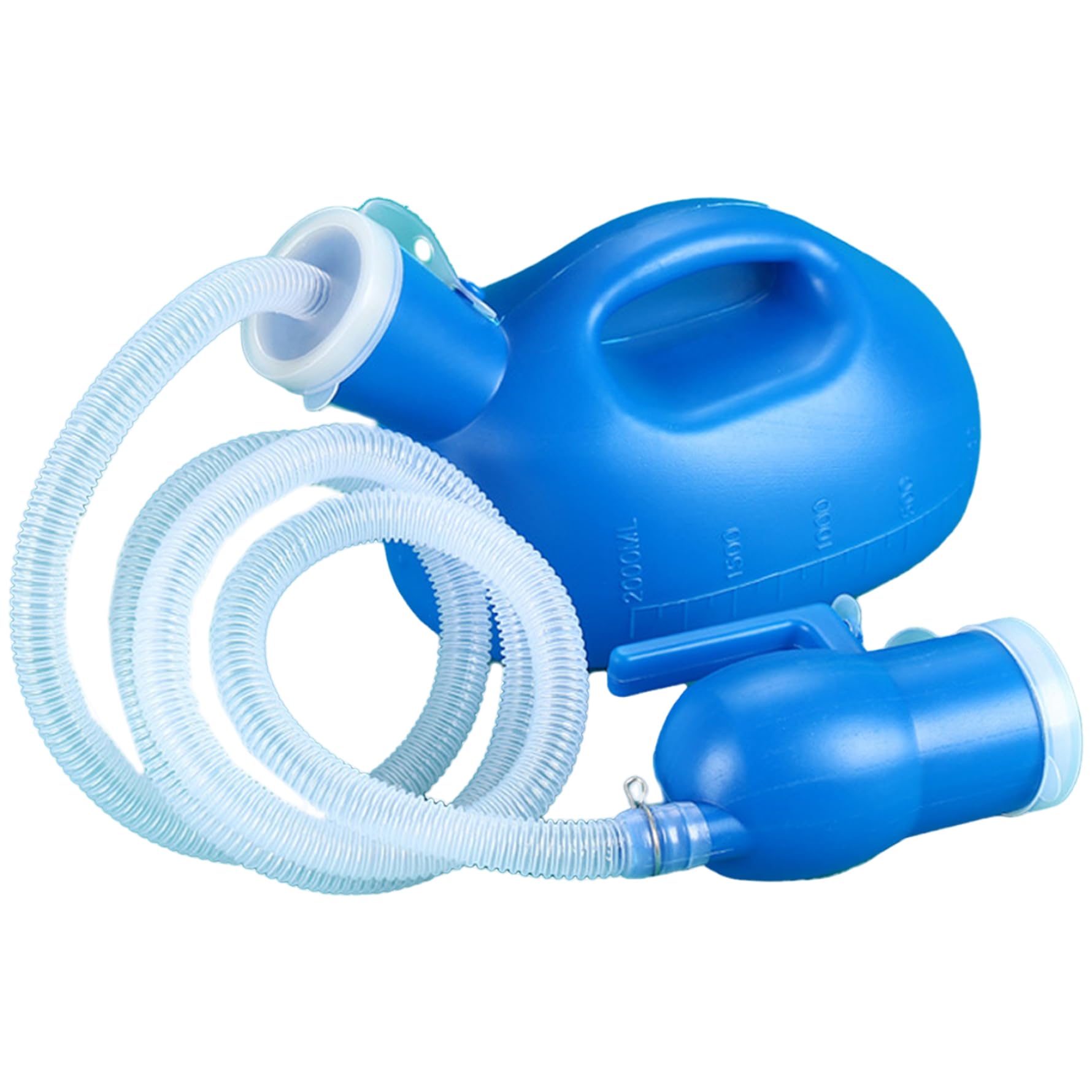 Orinal portátil para hombres, 2000 ml, a prueba de derrames, para viajes, hospitales, automóviles, camioneros, con tapa a escala, tubo de 63 pulgadas de largo, botellas para orinar para orinal mascul