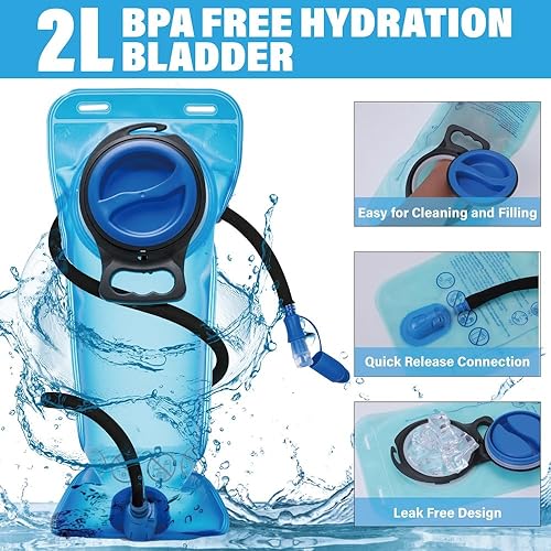 Miniatura 4 de Mochila de hidratación aislada con vejiga libre de BPA de 2 litros, mantiene el líquido fresco hasta 5 horas, para correr, senderismo, ciclismo,