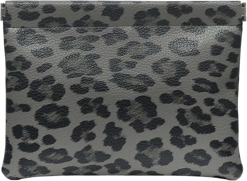 Necessaire de maquiagem Ksriylm em couro sintético, estampa de leopardo, fechamento por presilha, preta, 1 unidade
