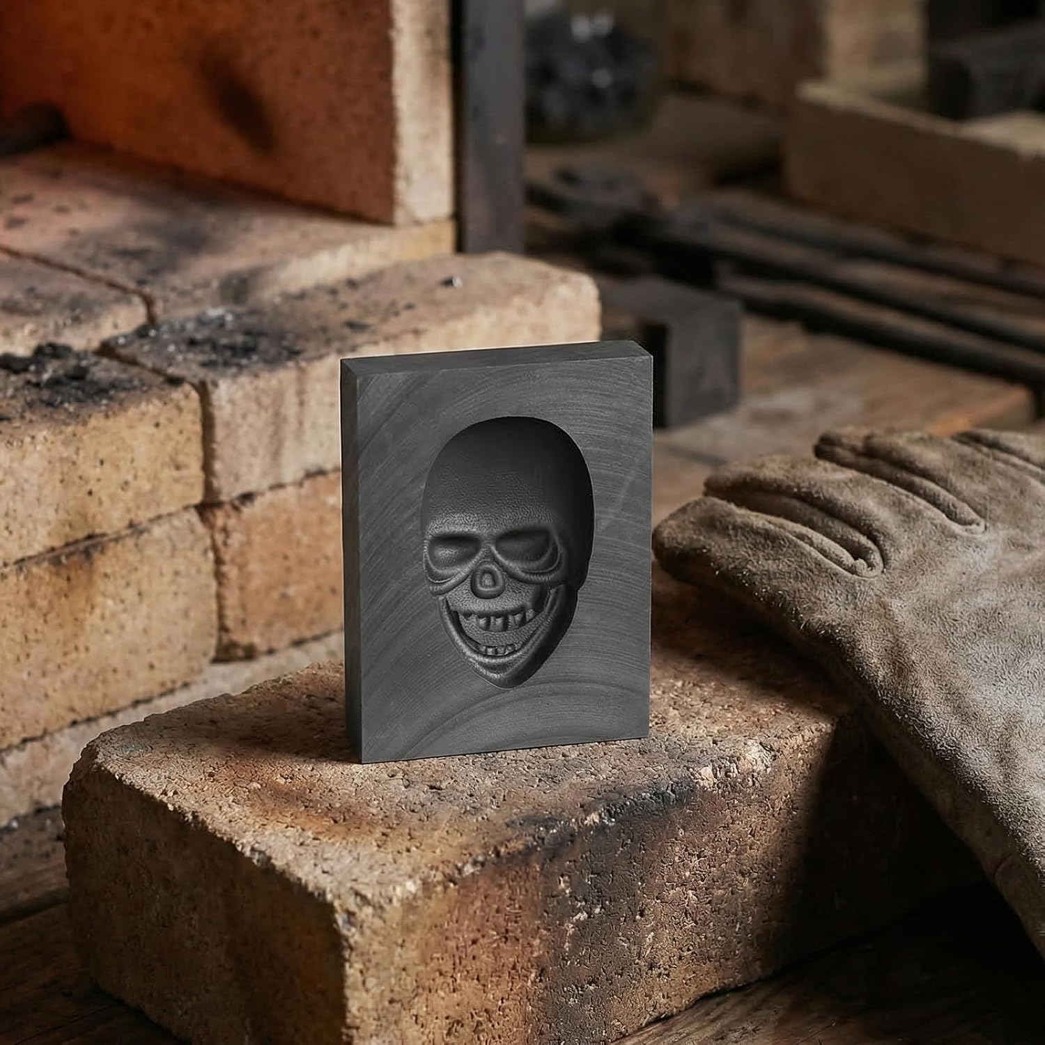 3PCS Skull Head Graphite Casting Ingot Mold - Metal Refining Gold Silver Graphite Mold - for Melting and Refining Metals for Halloween Party Favors