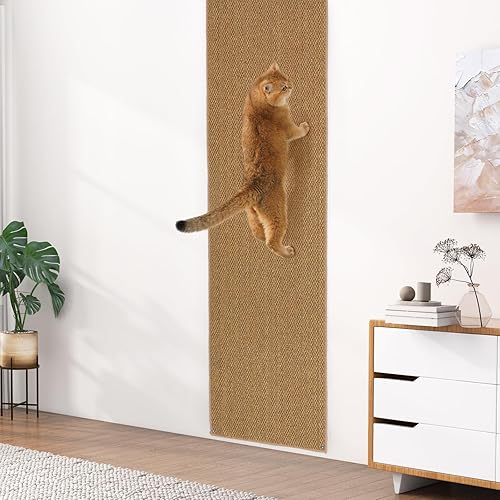 Uross Thickened Cat Wall Climbing Carpet 6.6 FT x 16" - Extra Long Cat Scratch Wall Pad, Cat Scratching Carpet Rug Wall Mounted Scratcher Couch Sofa Protector- Grey
