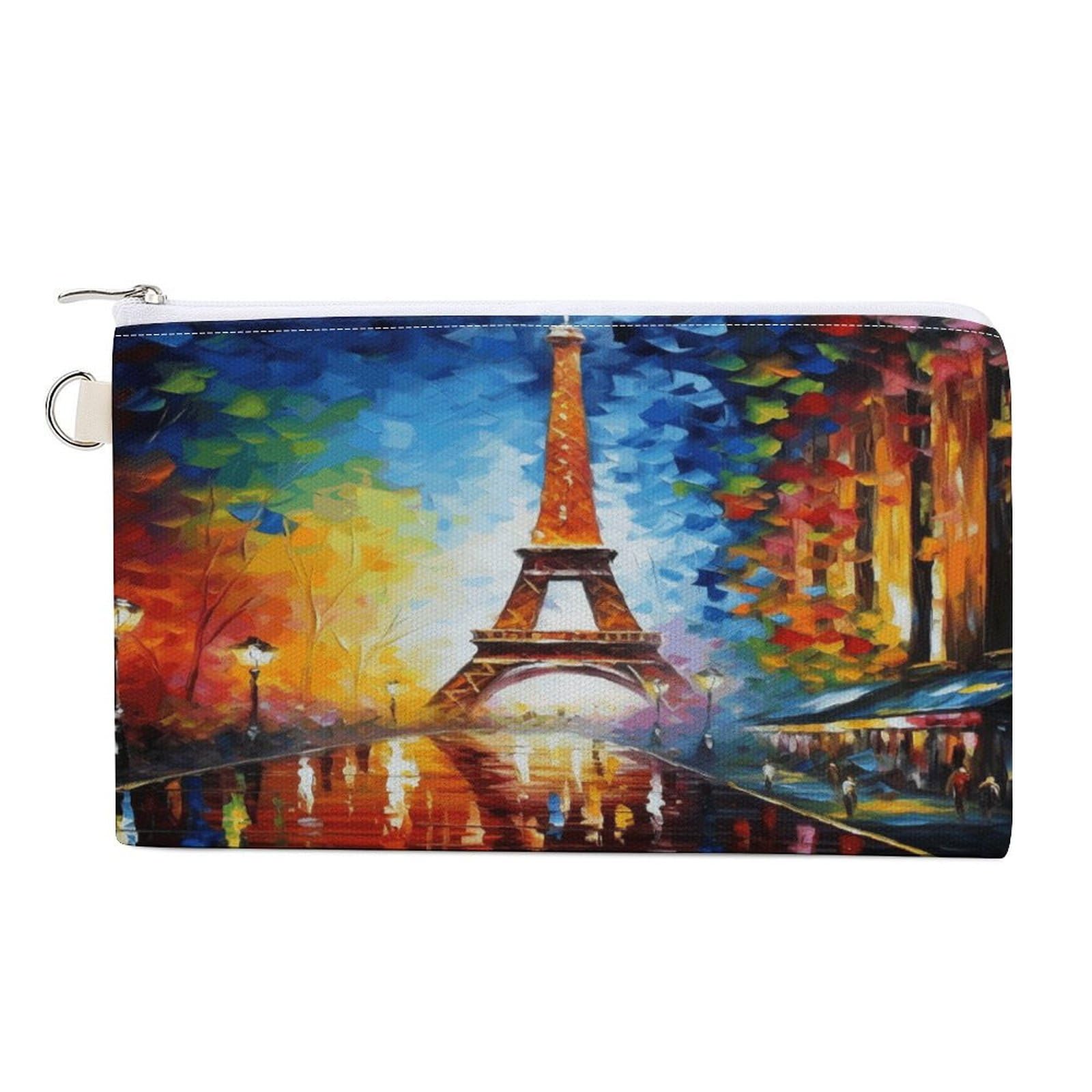 GPFVSJW Paris Eiffel Tower Painting Canvas Wallet, Large Capacity Handbag Long Wallet Bi-Fold Wallet Change Purse Rfid Blocking Credit Card Holder Wallet for Women Men