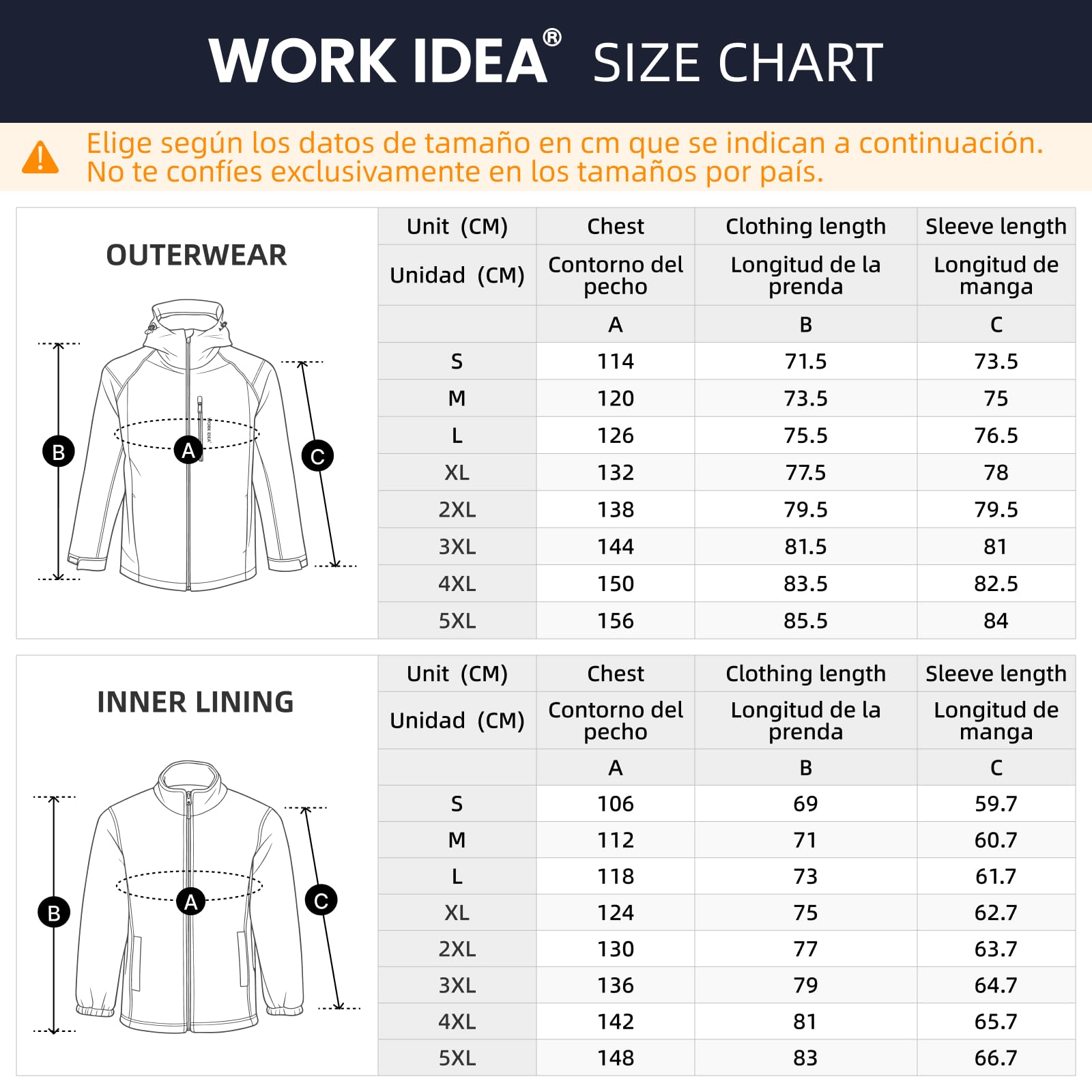 WORK IDEA Chaqueta 3 en 1 para hombre, resistente al agua (columna de agua de 10000 mm), transpirable, resistente al viento con capucha y forro polar interior, chaqueta funcional para senderismo