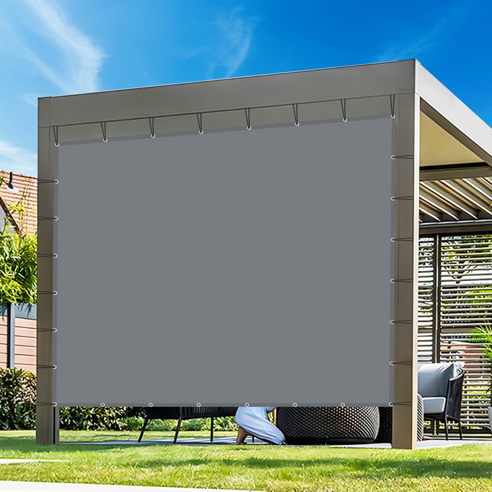 Voiles D'ombrage Imperméable, Voiles Ombrages Rectangulaire avec Oeillets et Cordons, UV Protection Voiles D'ombrage pour Patio Terrasse Jardin Balcon Extérieur, Gris Foncé-3x3m