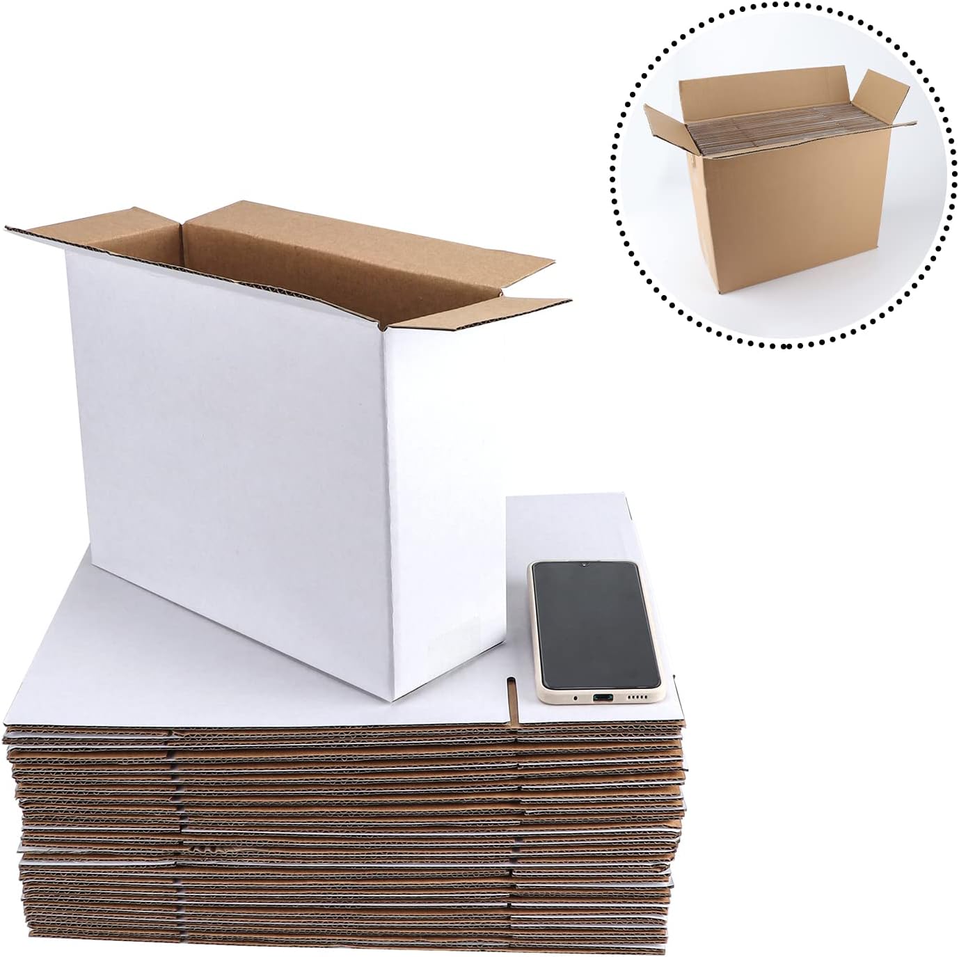 Hoikwo 25 Pack 12x9x4 Inches White Shipping Boxes, Sturdy Packaging Boxes for Small Business Packing Mailer Boxes : Office Products