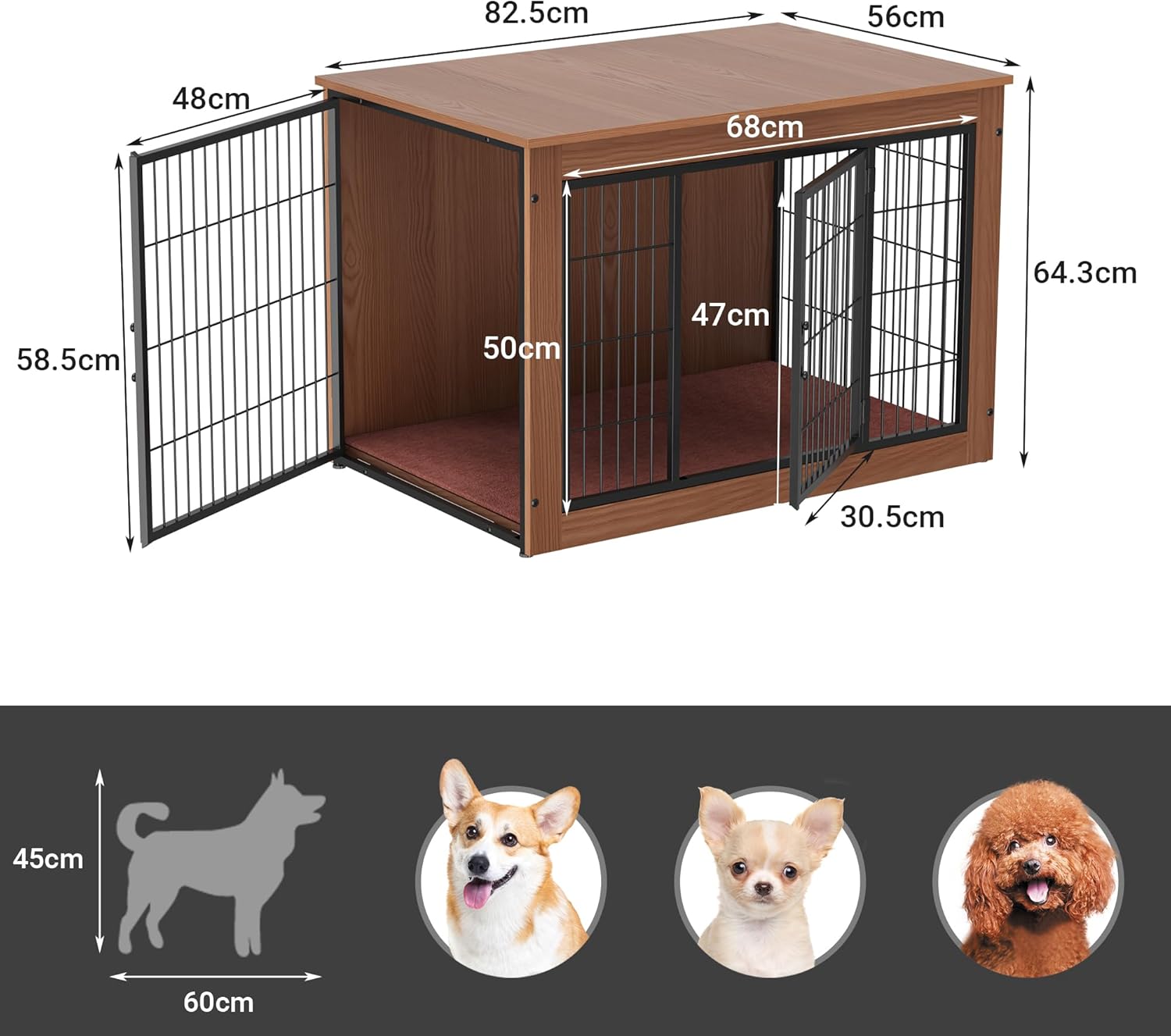 Alebert｢アレベルト｣ 犬 ケージ ペットケージ 木製 犬サークル 大中型犬用 サークル 室内 犬 ウッディサークル インテリア調 毛布付き 頑丈 オシャレ (ブラウン, Mサイズ)