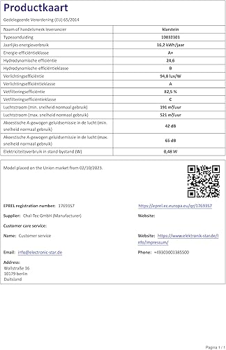 Miniatura 9 de Klarstein Campana extractora Berett Island - campana extractora, 13.8 in Ø 13.8 in, potencia del motor 190 W, máx. 560 mh circulación de aire, 3