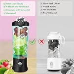 Mélangeurs portatifs pour smoothies et shakes, Binineew 20oz Mélangeur personnel USB Bouteilles de mélangeur pour la cuisine pour les sports de cuisine Gym (Noir)