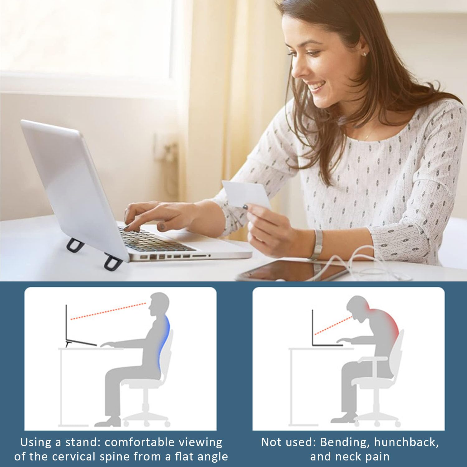 2 Supporti Per Laptop Bewudy - Autoadesivi, Pieghevoli, In Metallo E Silicone