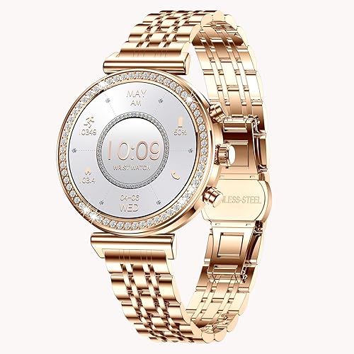 Yihou Relojes inteligentes para mujer, rastreador de actividad física con diamantes, modos multideportivos, monitor de frecuencia cardíaca,