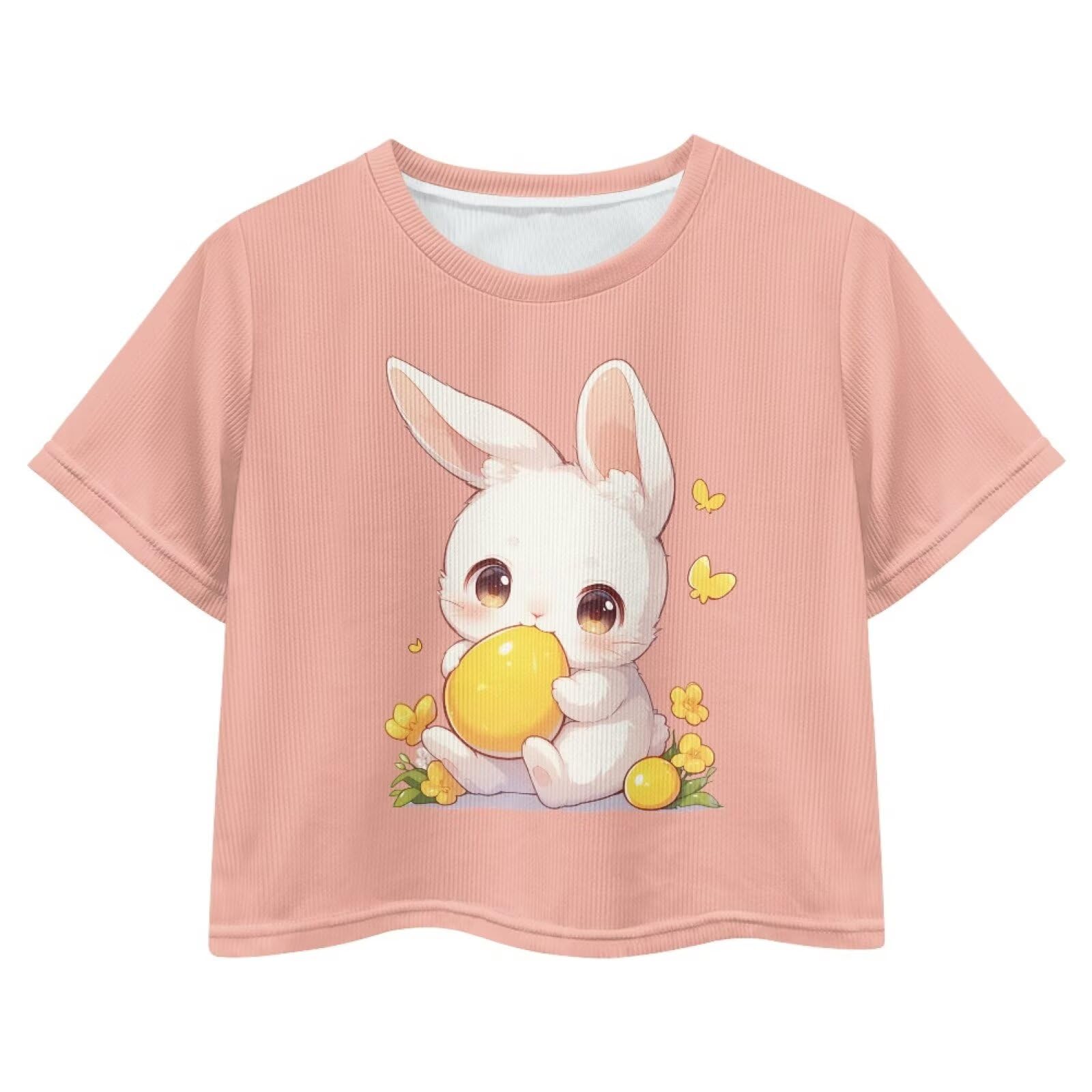 Cute Crop Tops for Girls Short Sleeve Summer T Shirts Fashion Graphic Tees Crew Neck Pullover Tee 5-14 Years