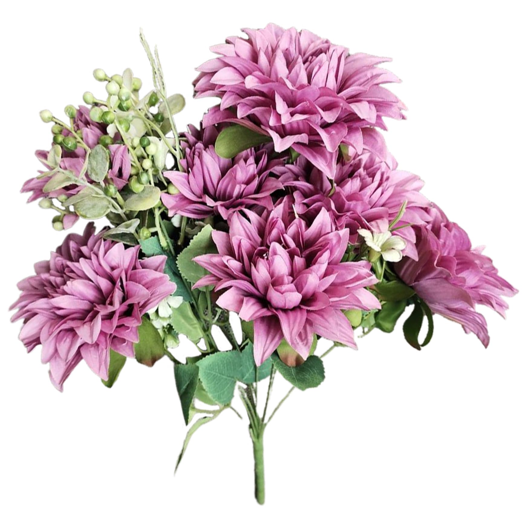 CAKEEYUM Dahlia Flowers, 19.3 Inch Lifelike 10 Heads Dahlia Artificial Flowers, Silk Flower Arrangements for Wedding Party Dining Table Centerpieces Decor