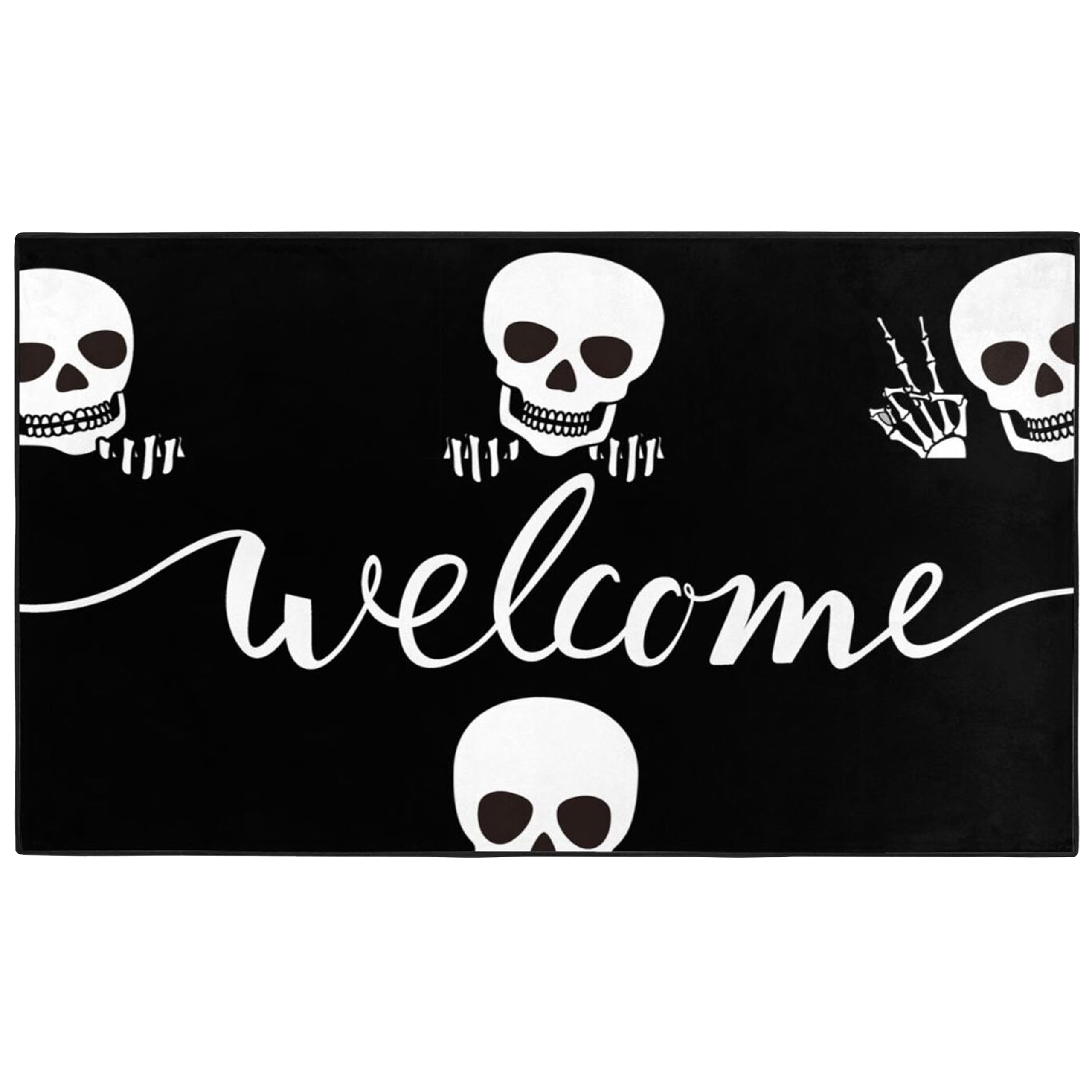 Skull Doormat Home Entrance Floor Mats Front Door Welcome Mat Rubber Non Slip Backing Funny Doormats Indoor Outdoor Rug 30x17 Inch