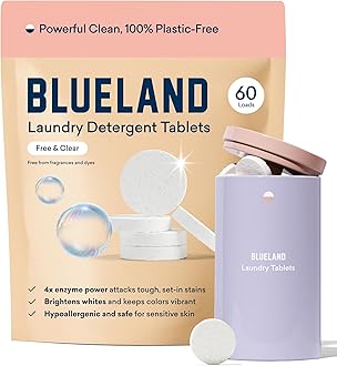 Laundry Detergent Tablets, Starter Set, 60 Count with Tin, Unscented, Plastic-Free Eco-Friendly Pods, Sheets, Liquid Alternative - Natural, Gentle, Non Toxic