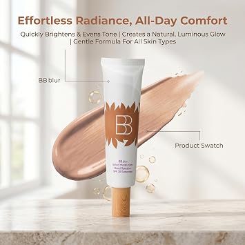 2PC BB blur tinted moisturizer Broad Spectrum SPF 30 - tinted sunscreen bb cream concealer, Medium Buildable Coverage with Natural Lightweight Matte Finish, Vegan & Cruelty Free