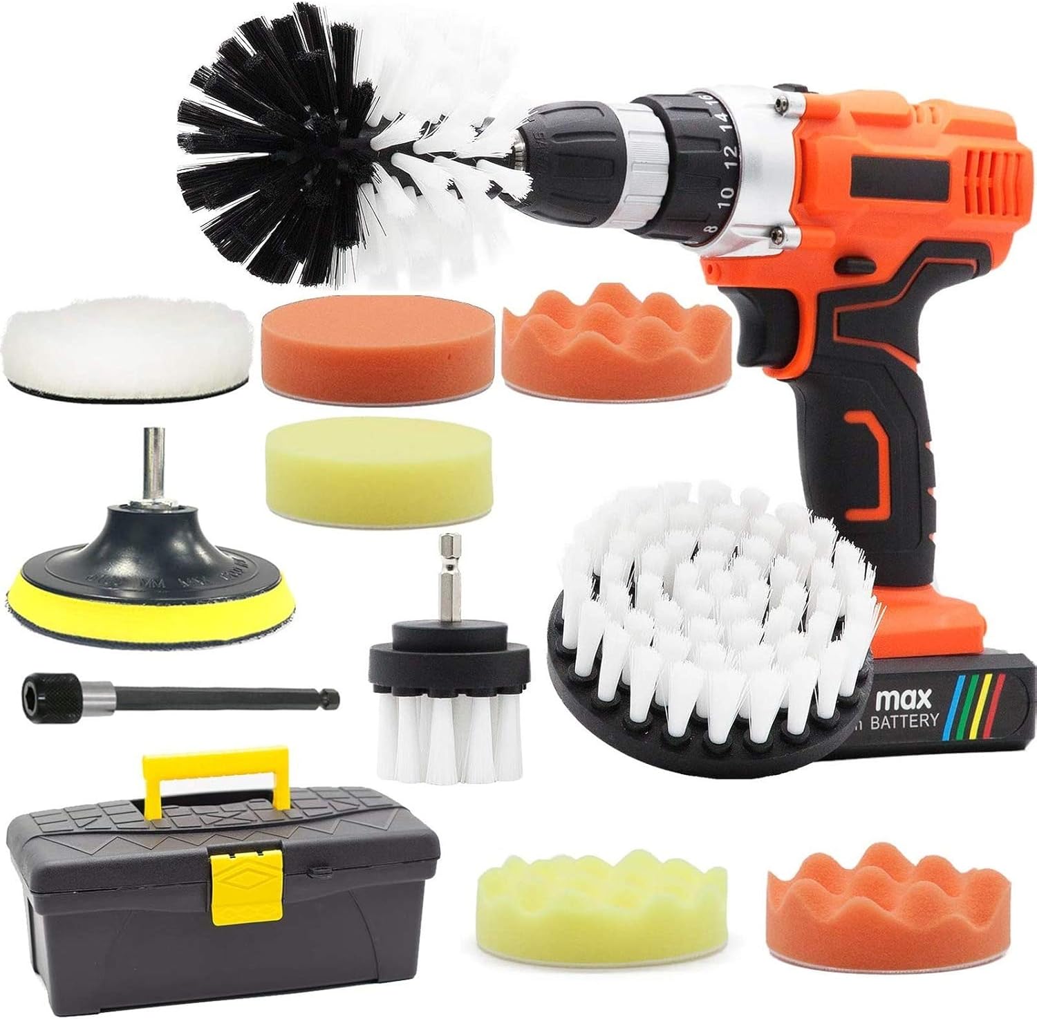電動ドリル ブラシポリッシャーバフ 洗車 車磨きブラシ 13点セット 電動掃除用 回転ブラシ バイク掃除用ブラシ 超安い スポンジバフ タイヤ アタッチメント付き