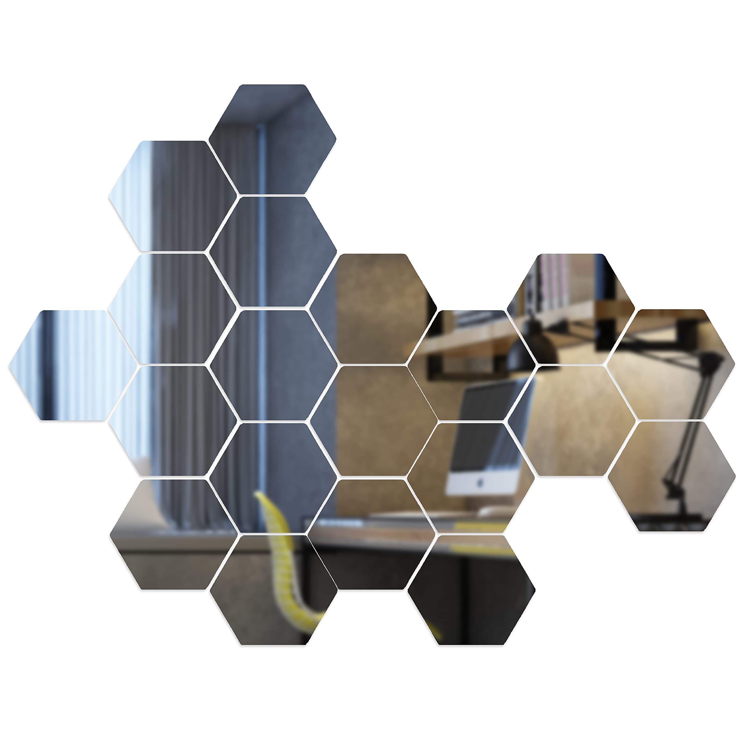 Hexagonal 20pcs Removable Acrylic Mirror Wall Art Setting Wall Sticker Decal for Home Living Room Bedroom Decor