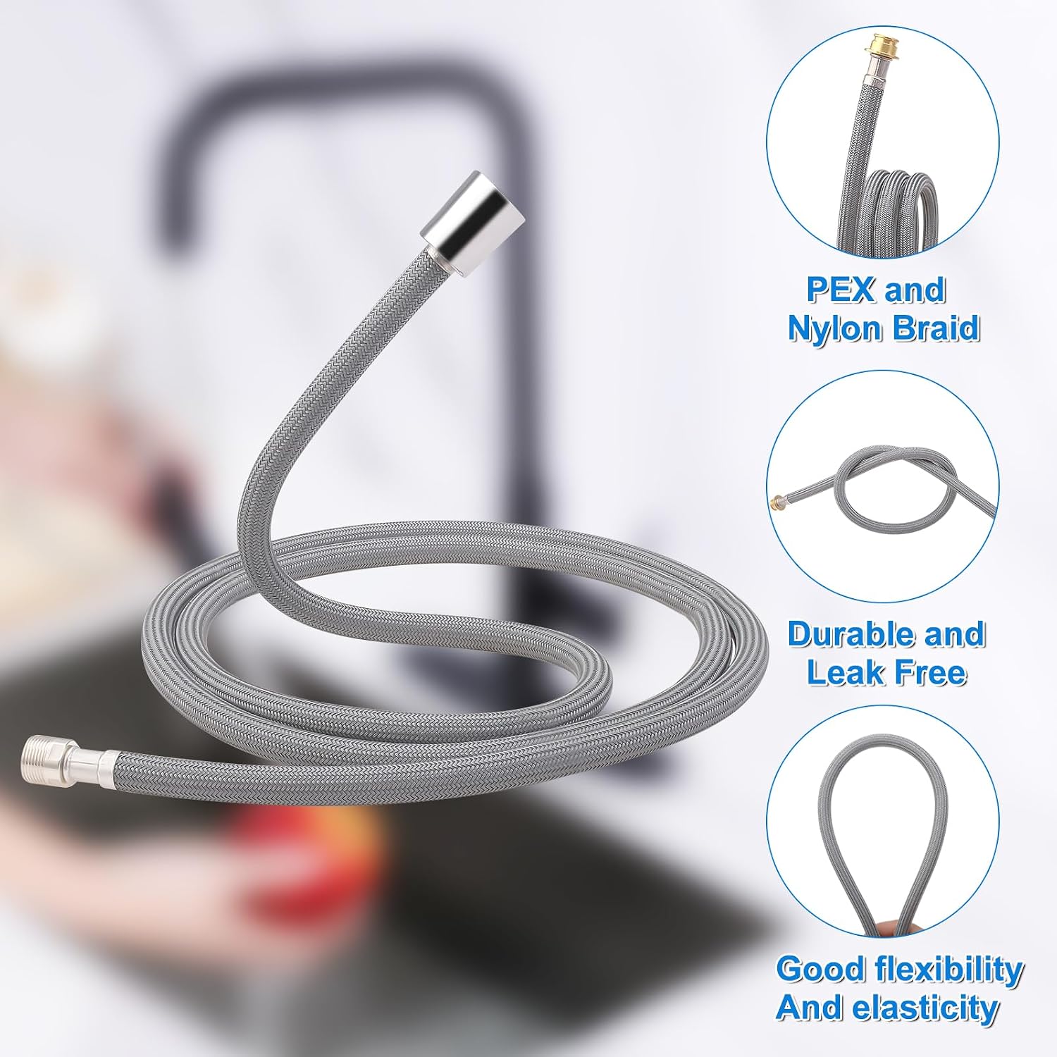 Pull Down Hose Kit, Kitchen Faucet Hose Replacement for American Standard, Pull down Faucet Sink Hose Faucets Sprayer Replacement Parts with Adapters Compatible with Most Kitchen Faucets-70 inch