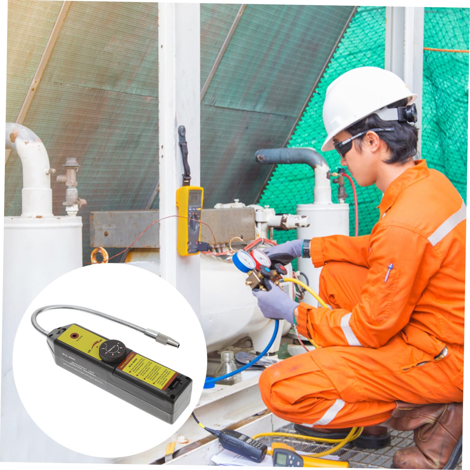 Rilevatore Gas Metano Wifi, Rilevatore di Perdite Refrigerante per Hvac, Sensibilità Regolabile, Sonda 20cm, Abs, Allarme Rapido per Casa
