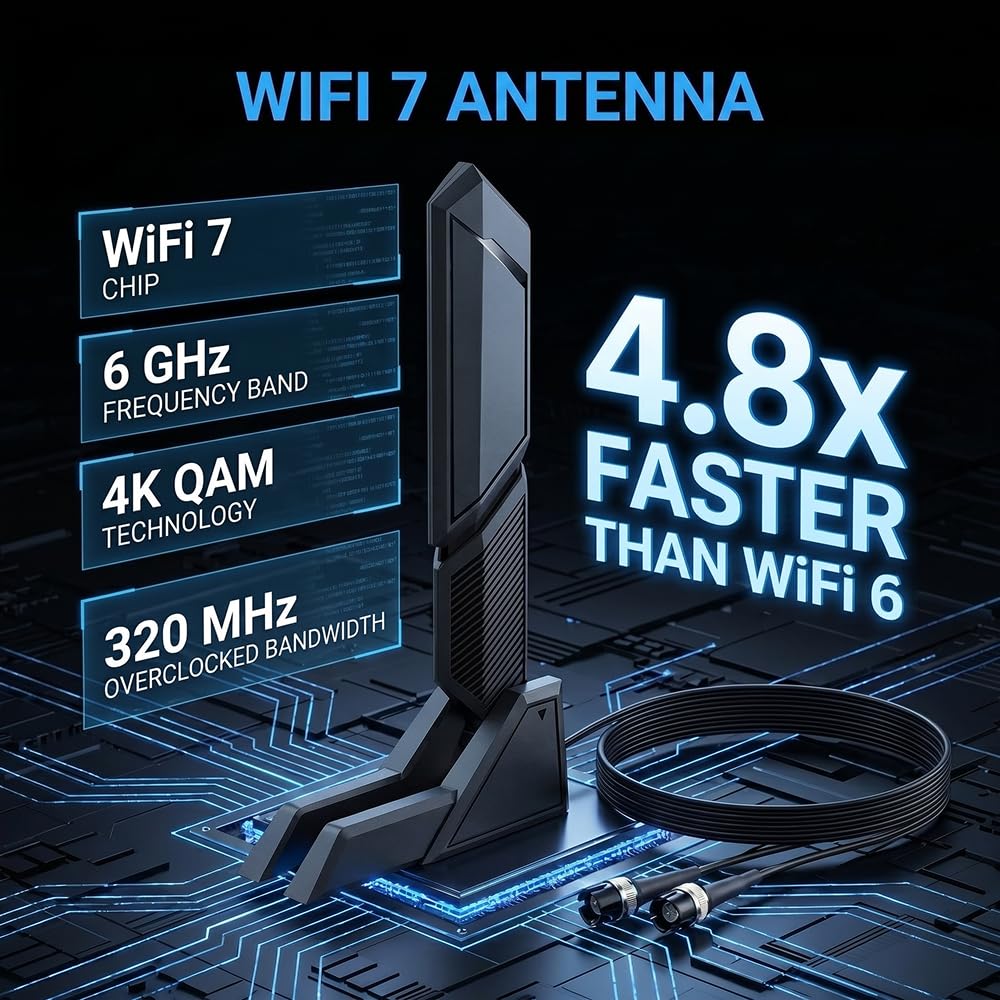 Antena WiFi 7 para portátil 2.4G 5G 6G Base magnética de doble banda para ASUS ROG Strix X870-I X870E-E X870-A/Prime X870-P/TUF Gaming X870-PLUS WiFi 6E WIFI7 PC computadora de escritorio