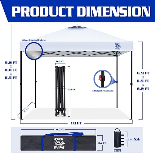 Miniatura 4 de Tienda de campaña desplegable de 10 x 10, parte superior con revestimiento plateado 300D, configuración para 1 persona, tienda de campaña comercial