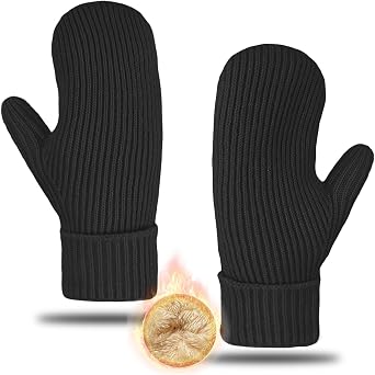 Winter Mittens Gloves for Women Warm Thermal Fleece Lining Thick Knit Soft Cozy Wool Mittens Gifts for Cold Weather