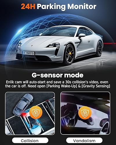 Miniatura 7 de ENLIK Cámara de salpicadero delantera y trasera 360 Dashcam de 4 canales, cámara de coche para vehículos, QHD 2K+1080P*3 con tarjeta de 128GB, 5G