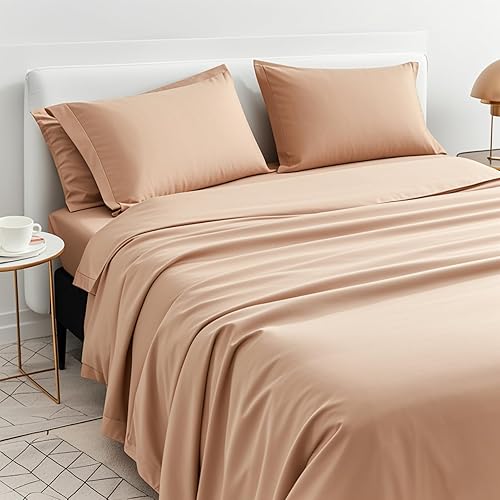 MICORAL Twin Bed Sheets Set, Soft Breathable Bedding Sheet Set, Sheets Set with 16" Deep Pocket Design (3 Pieces, Twin, Pearl Pink)