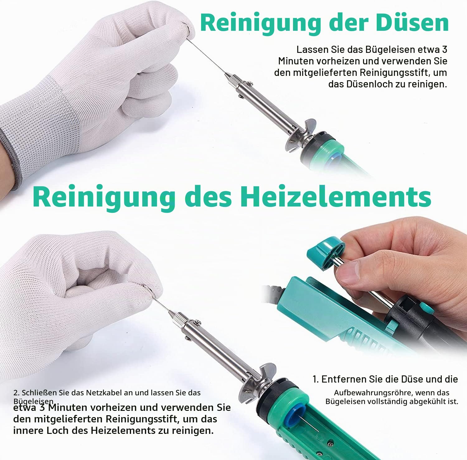 YIHUA 929D-V Elektrisches Vakuum Entlötkolben Lötkolben Sauger Entlötpumpe mit kürzerem Ladegriff und Entlötdüsen 1.0mm 1.2mm 2.0mm für Durchstecklötungen (EU PLUG)