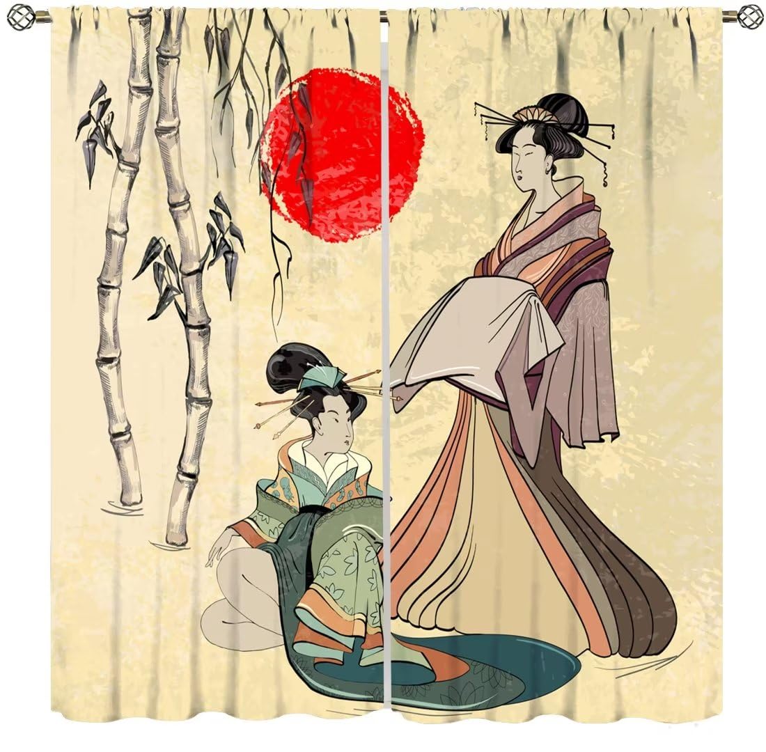 Amazon.com: Japanese Style Curtains,Kyoto Geisha Girls Asian Ink