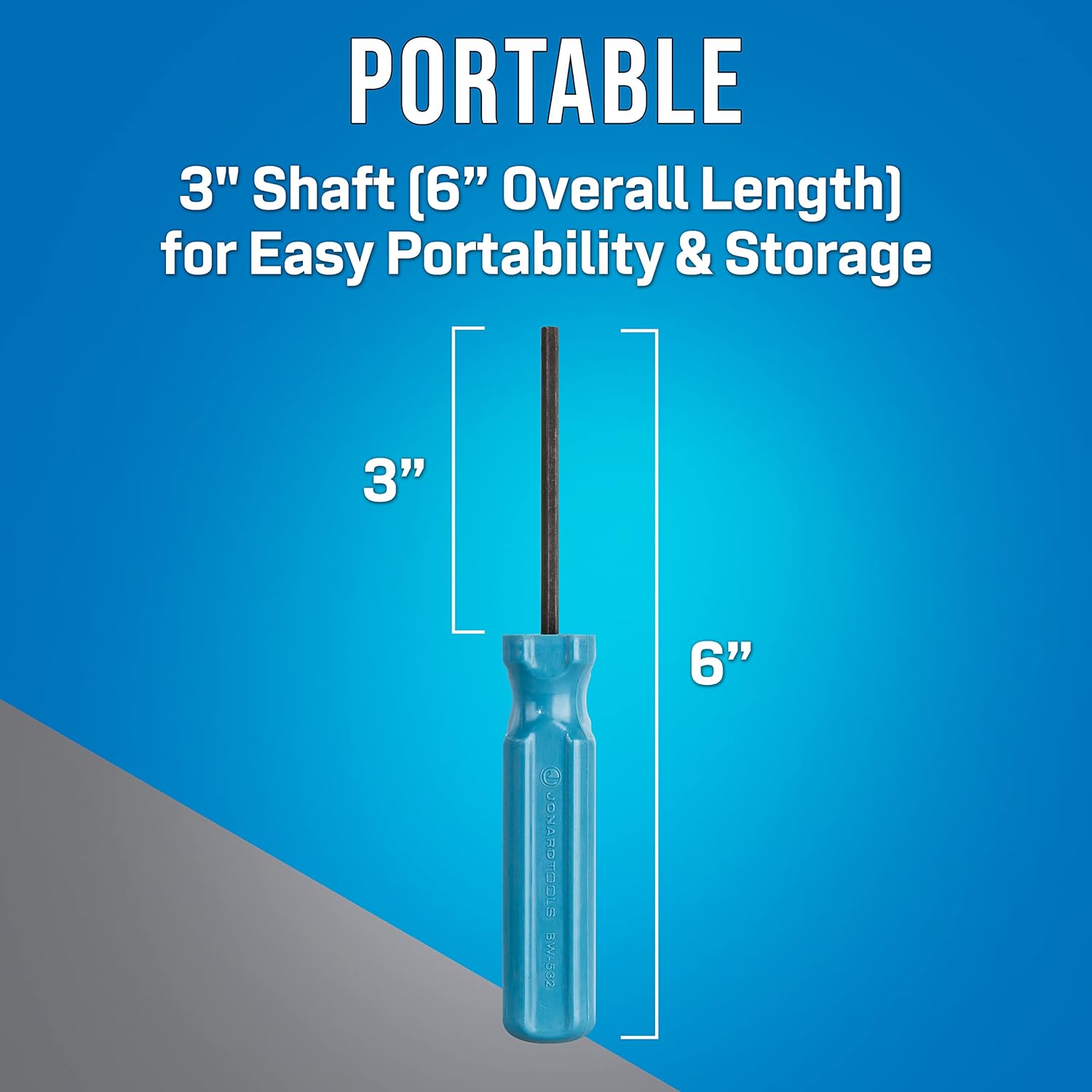 Jonard Tools BW-532-3 Hex Booth Wrench Tamperproof Screwdriver, 5/32" Head, 3" Shaft