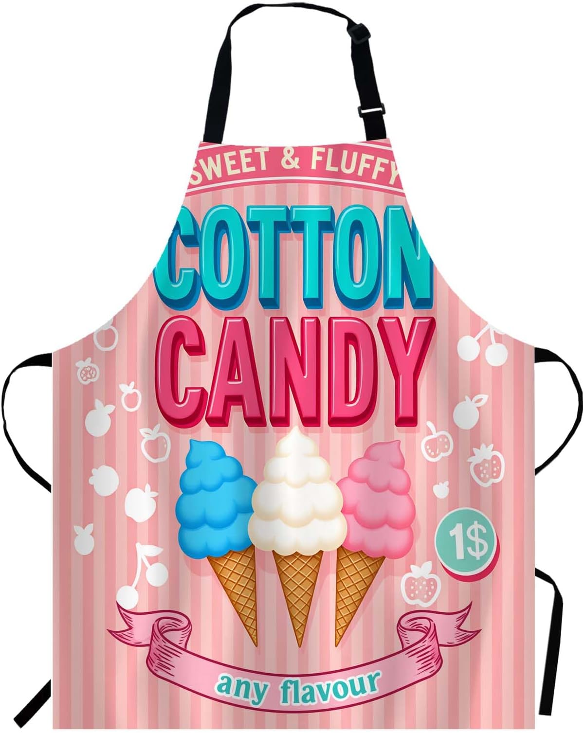 WONDERTIFY Cartoon Candy Apron,Sweet and Colorful Candy Pink Background Bib Apron with Adjustable Neck for Men Women,Suitable for Home Kitchen Cooking Waitress Chef Grill Bistro Baking Apron