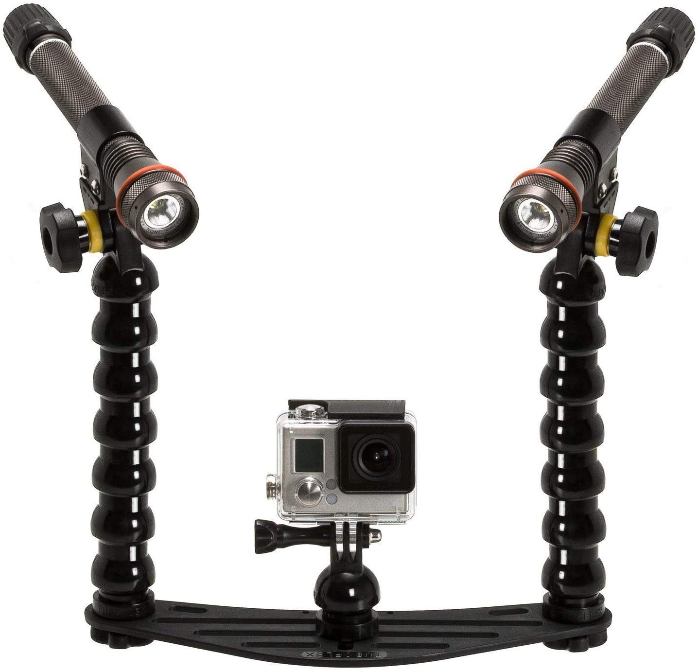 Pletina Universal para Action CAM y Cámaras Compactas para GoPro dji Osmo Vídeos y Fotos Submarinas con Brazos Flexible Adaptador YS para Flash y Focos FLEX-ARM ST20106