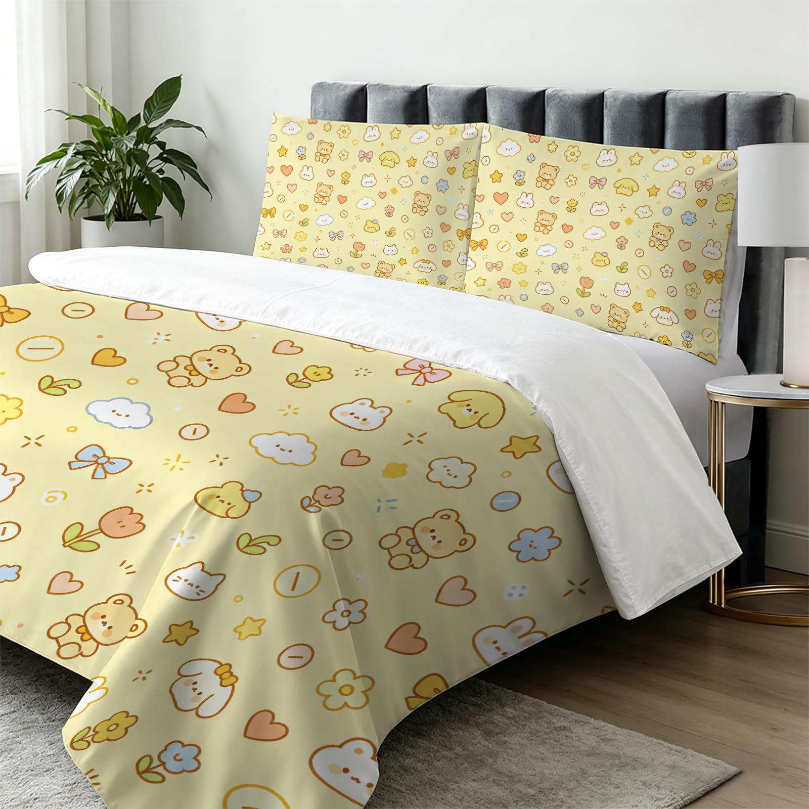 King Size Cute Pet Drukowane Poszwa Na Kołdrę Zestaw Pościeli 3 szt