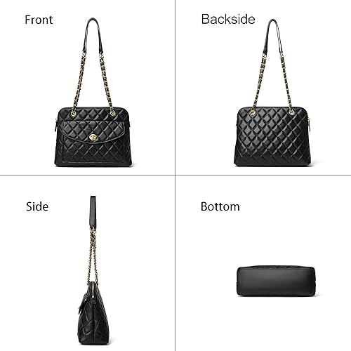 Miniatura 5 de DORIS&JACKY Bolso de hombro acolchado de cuero para mujer, bolso de mano con correa de cadena larga de diseñador y bolsos de piel de cordero suave