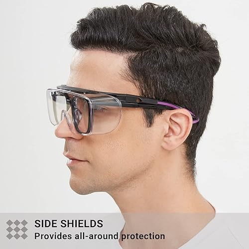 Miniatura 4 de MORK&SUKY Gafas de seguridad que se ajustan a los anteojos recetados, certificado ANSI Z87, protección ocular antivaho para hombres y mujeres.