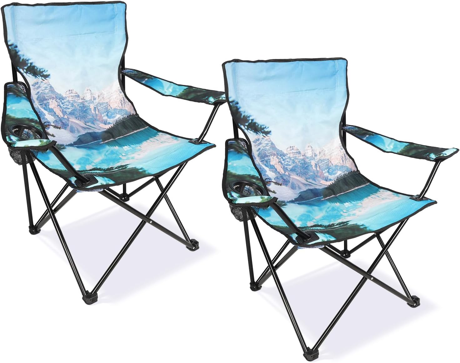 Northroad 2 Pack Camping Chairs Portable Camp Chairs, Folding Lawn Chairs with Cup Holder for Outdoor Camping, Hiking, Travel, Patio, Beach, Picnics